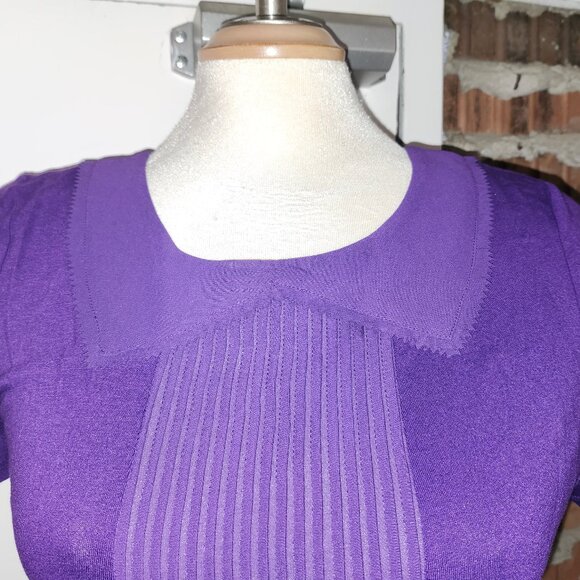 Ted Baker Purple Pleated Top Keyhold Button Size 3 M Medium - Picture 5 of 7